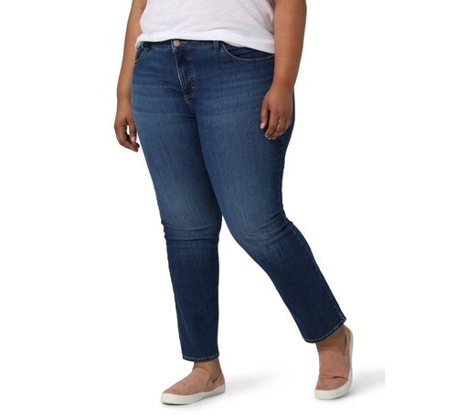 Jean Droit Lee Pour Femme - Taille 22W (Plus Size), Lavage Foncé Délavé, Mi-montant, Longueur 28 Pouces, Occasion