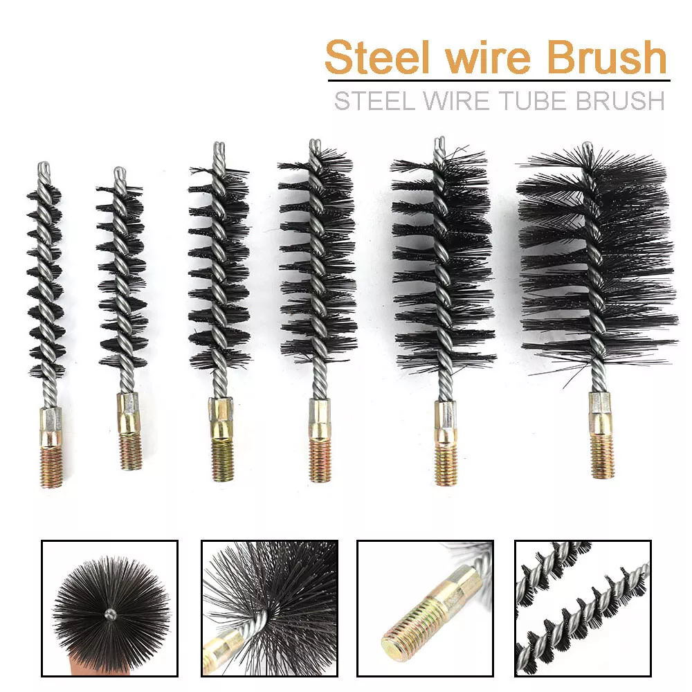 Cylinder Steel Wire Tube Pipe Cleaning Brush Rotary Polishing Rotary  Tool18-75mm