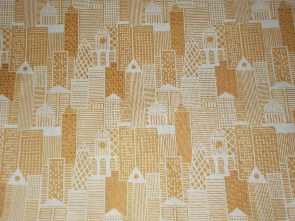 Por Lewis & Irene CITY NIGHTS con estampado de detalles de cobre metálico 100 % tela de algodón patio Foto 2 de 3