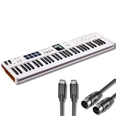 Arturia KeyLab Essential mk3 61-key Keyboard Controller - White, with Cables