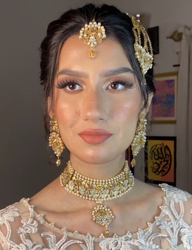 Conjunto de joyas asiáticas indias paquistaníes polki gargantilla collar pendientes oro Jhummar - Imagen 2 de 7