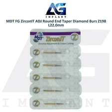 MDT Dental FG ZirconIT ZRT Round End Taper Diamond Bur Z198 L22.0mm Ø1.6mmX8.0mm