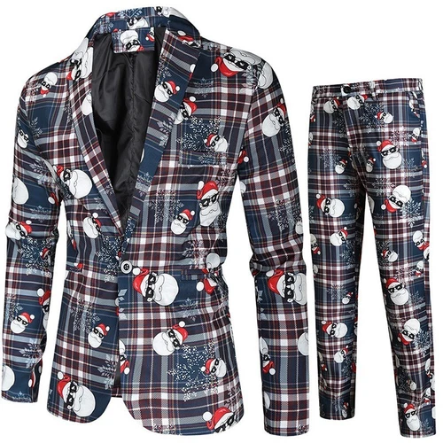 Mens Christmas Blazer Festive Coat Print Suits Jacket Xmas Party Jacket Costumes - Picture 4 of 54
