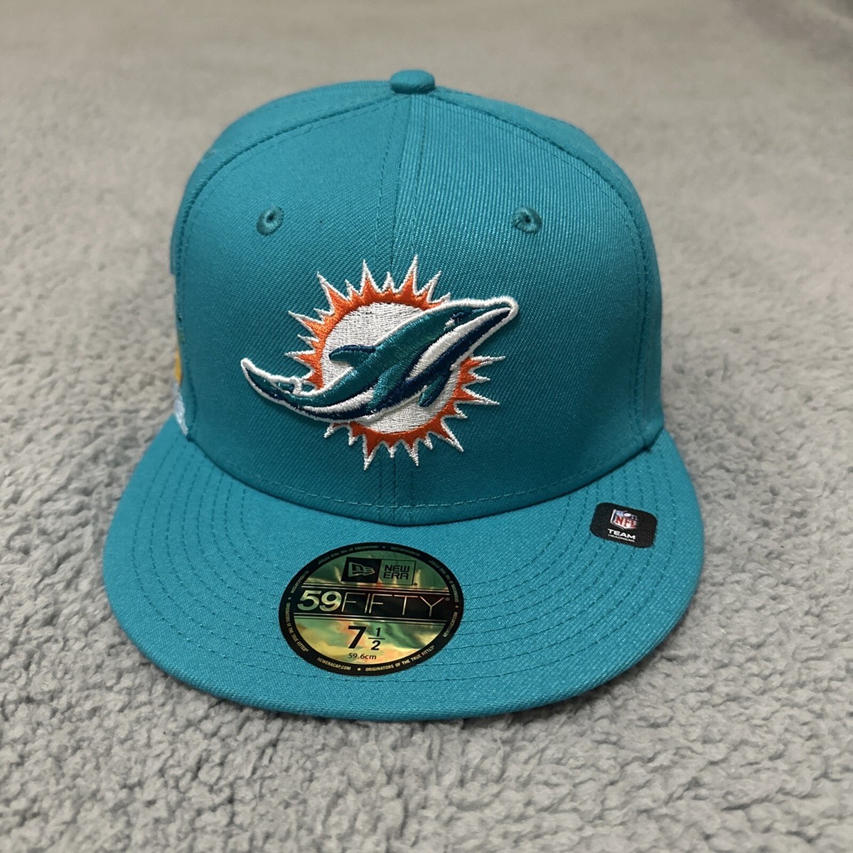 Miami Dolphins New Era 59Fifty Hat Fitted 5/8 Teal NFL Cloud Icon OTC  5950 Cap