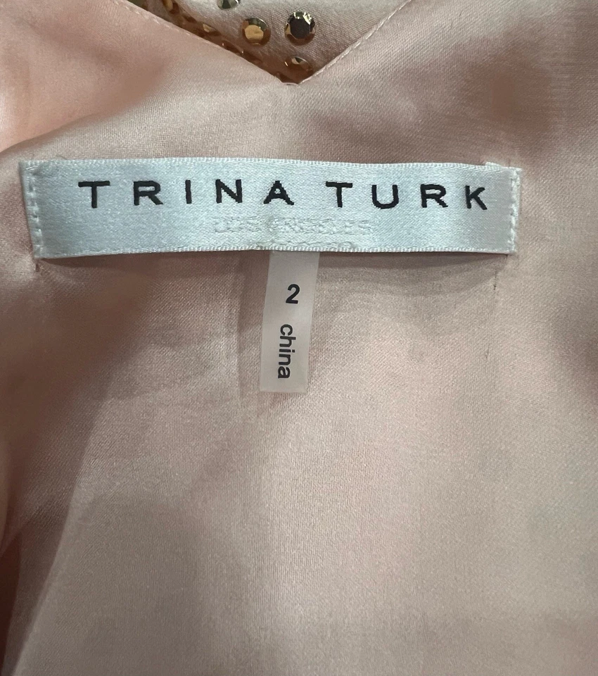 Vestido de Cóctel Trina Turk Coral Rosa Metálico Dorado Recorte Jacquard Sin Mangas 2 Foto 4 de 4