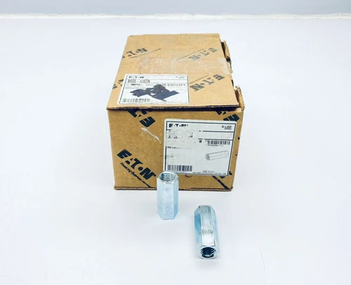 BOX OF 50 UNUSED EATON B-LINE B655-5/8ZN 2-1/8" ROD COUPLINGS 5/8" DIA