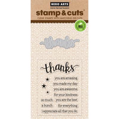 Hero Arts THANKS Stamp & Cut DC152 Clear Stamps Dies You Are Amazing the Best