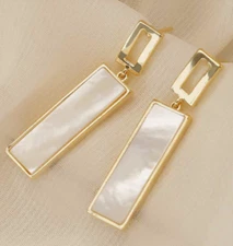White Faux Mother of Pearl Earrings MOP Drop Dangle Stud Earrings Lightweight