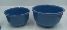 2 Pc Loan An Blue Glaze / Clay Pottery Nesting Bowls  Made in Taiwan 