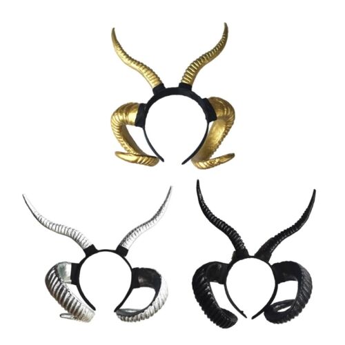 Large Goat Horn Halloween Hairhoop Animation Party Costume Festival Headpieces - Picture 1 of 11