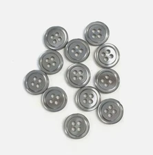 24 Buttons Pearlized Gray Plastic 4-Hole Sew Through Sewing 13 mm #BK117