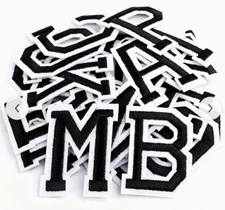 2" LETTERS - Black/White/Pink/Blue/Red/Gold/Purple/Green/Orange - Iron-On Patch