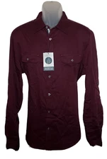 Perry Ellis Mens Long Sleeve Shirt Large Fig Red The Untucked Shirt NWT