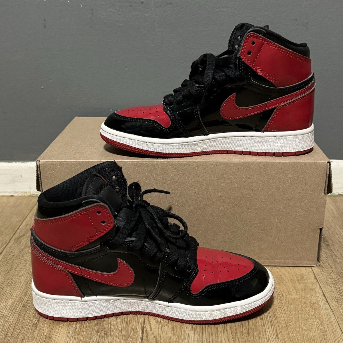 Jordan 1 Retro High OG Patent Bred GS Size 3.5 Pre Owned No Box 