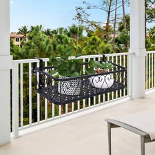 Balcony Railing Hanging Basket Shelf Potted Plants Rack Flower Pot Stand Holder