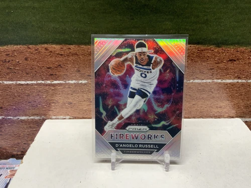 D'Angelo Russell 2020-21 Panini Prizm #9 Fireworks Prizms Silver Timberwolves