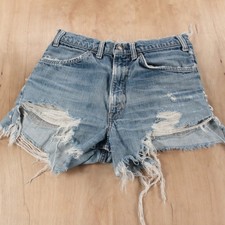 thrashed distressed vtg 80s LEVI'S Orange Tab cut off denim jean shorts sz 30