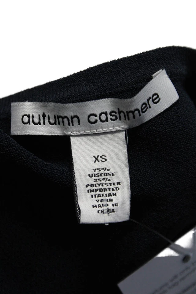 Autumn Cashmere Womens Lace Up Neck Shell Sweater Navy Blue Size Extra Small - Image 4 of 4