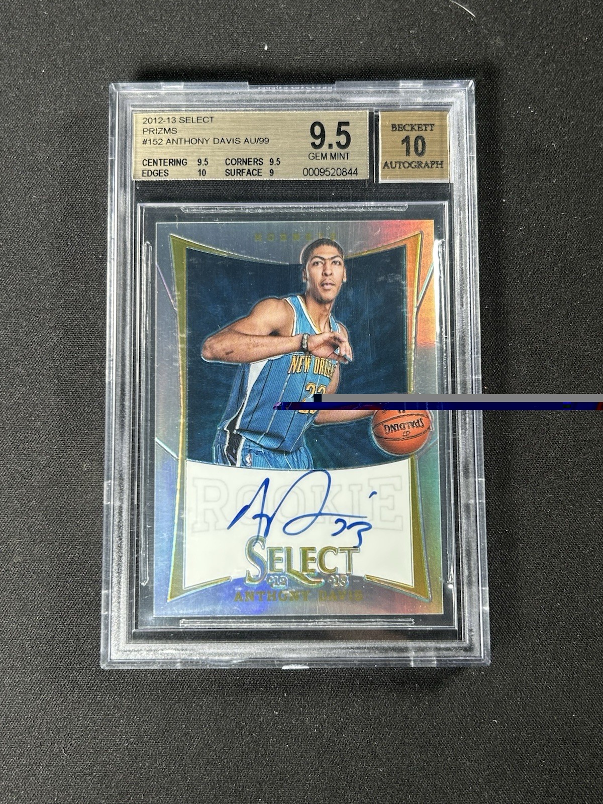 2012 Select Anthony Davis Silver Prizm RC Auto #'d/99 BGS 9.5 Auto 10
