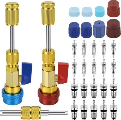 31 PCS R134A Valve Core Quick Remover Installer Tool Kit, High Low Pressure AC V