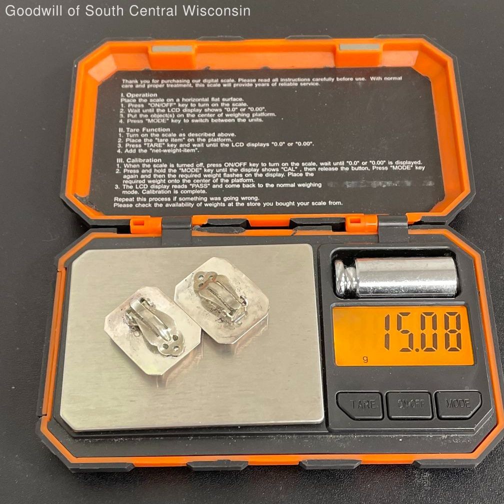 Mexico Sterling Silver Rectangular Onyx Clip-on E… - image 5