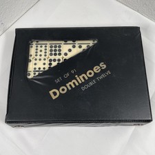 VINTAGE Set of 91 Professional Double Twelve 12 Dominoes in Vinyl Case USED