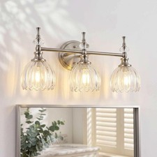 ANDY STAR 3-Light Bathroom Vanity Light Brushed Nickel Tulip Glass