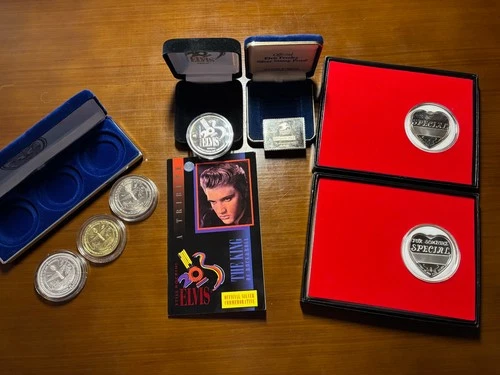 4+OZs of Elvis Silver: 4-Troy OZ Sets 999 Fine, & 1-.95 OZ .925 Silver Stamp Set