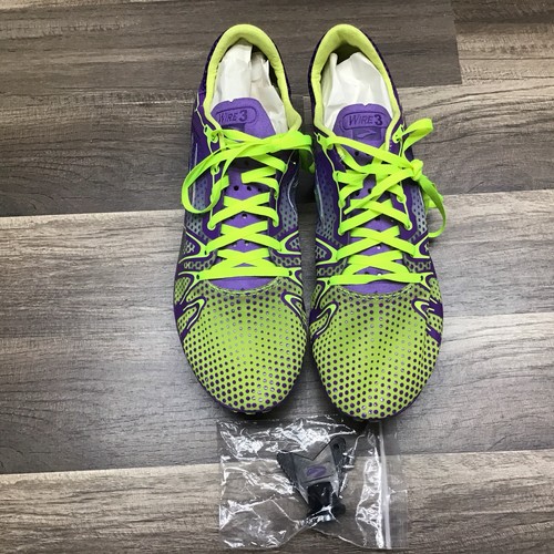 BROOKS Wire 3 Track Shoes Women's 10.5 with Spikes Purple Yellow 1000221D575. G1 - Picture 6 of 16