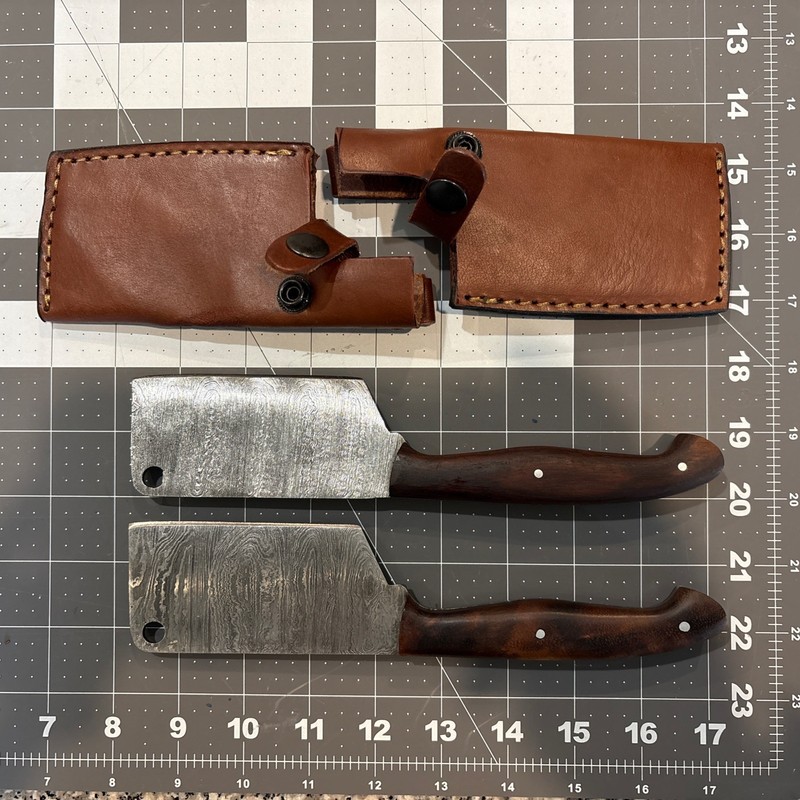 Handmade Damascus Steel Clever x2 with sheath 