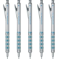 Pentel GraphGear 1000 Mechanical Pencil 0.7mm Set of 5 PG1017 Drafting Silver