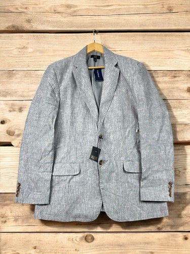 Club Room Luxury 100% Linen Grey Slate Sportcoat Blazer Men’s Large Business - Picture 1 of 14