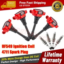 4Pcs High Performance Ignition Coil & Spark Plugs For Nissan Altima 2.5L UF549