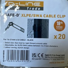 D Line Fire Rated Adjustable 16-21mm XLPE/SWA Cable Diameter clip Black X20 Pack