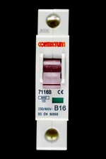 CONTACTUM 16 AMP CURVE B 6kA MCB CIRCUIT BREAKER 7116B RED