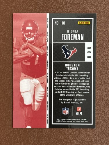 2017 Contenders Optic - D'onta Foreman - Silver Rookie Ticket On-Card Auto (RC) - Picture 2 of 2