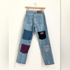VINTAGE LEE pocket OOAK upcycled cropped jeans / size 26''