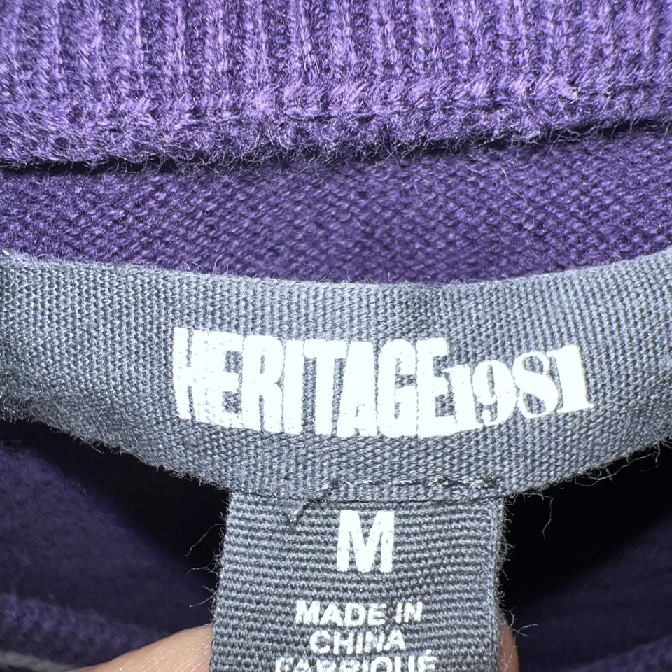 Suéter Heritage 1981 para hombre mediano púrpura manga larga 3 botones cuello en V pulóver Foto 2 de 3