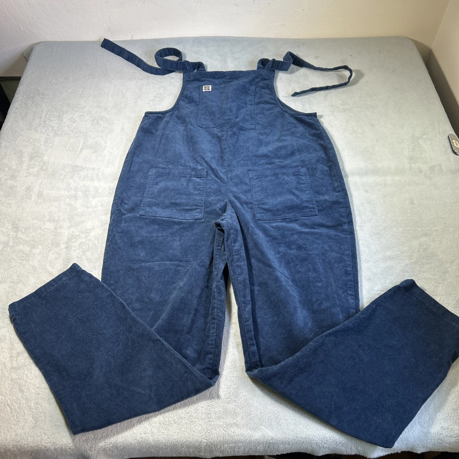 Y2k 2000s Lucy and Yak Corduroy Overall Jumpsuit USA SZ 10L Bolier Blue Straight