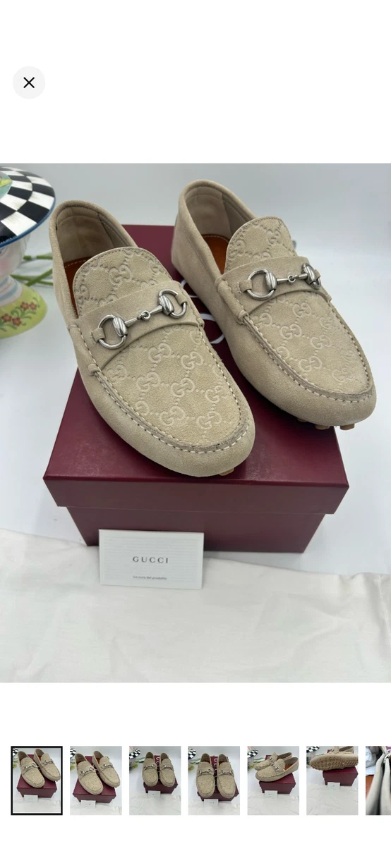 Men\'s Gucci suede oatmeal GG embossed driver loafers size 8 fits nine US Gucci | Shoes | Mens Gucci Suede Oatmeal Gg Embossed Driver  main image 4