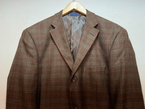Paul Fredrick Mens Preppy Wool Blazer Jacket Long Sleeve Size 42R Brown Plaid - Picture 6 of 13