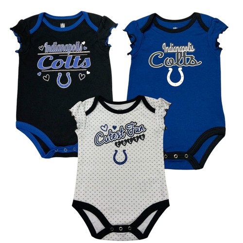 NFL Indianapolis Colts Baby Girls One-Piece Bodysuit 3pk, 3-6 Months