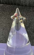 Cotton Candy Dahlia Kingman Turquoise Floater Ring SS 925 - Adjustable Sz 7-8