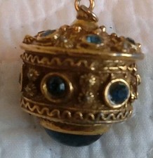 VTG Watch Fob Locket Pendant Chalcedony Design Charm Pendant Victorian Edwardian