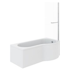 New P Shape Shower Bath 1700mm with Front Panel & Screen