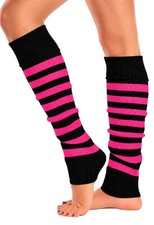 Leg Warmers Extra Soft Stylish Fancy Winter 80s Party Dance Striped Long Legw...