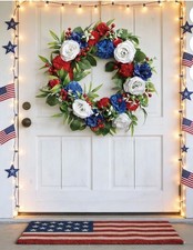 Patriotic Wreath , Red White Blue , Fouth of July Memorial Day Decor