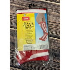 Clown Striped Knee High Socks Adult Costume Accessory Red White Striped