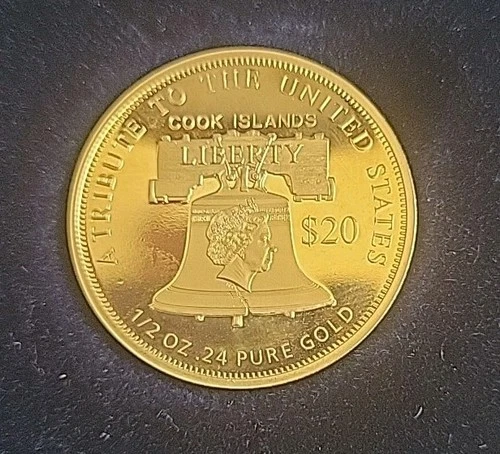 2021 Liberty $20 Cook Islands Gold 1/2 Oz. of 24% Pure Gold Coin