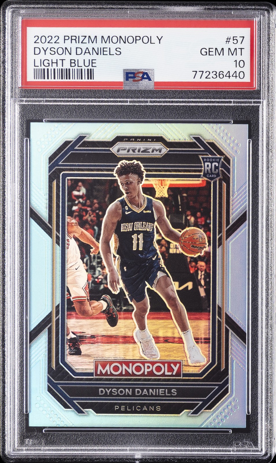 2022 PANINI PRIZM MONOPOLY LIGHT BLUE #57 DYSON DANIELS ROOKIE RC 1/199 PSA 10